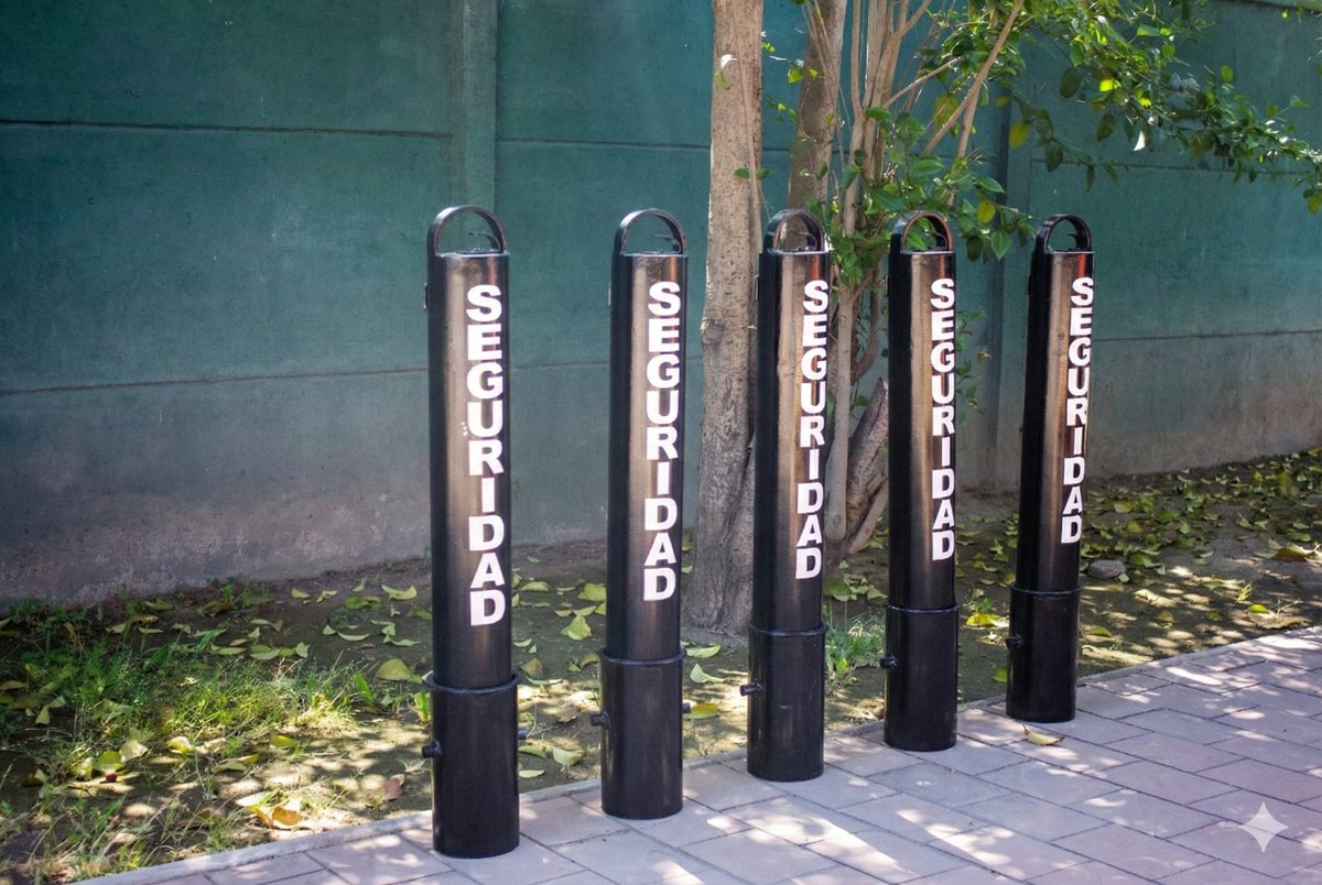 Pilones en base custodia instalados en terreno